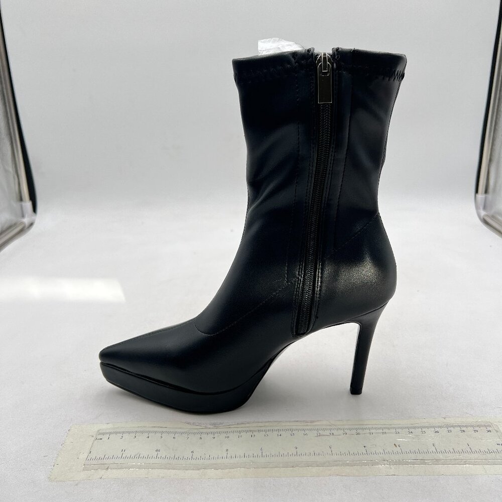 Black Women Stylish Pointed Toe Platform Ankle Boots High Heel Dress Booties